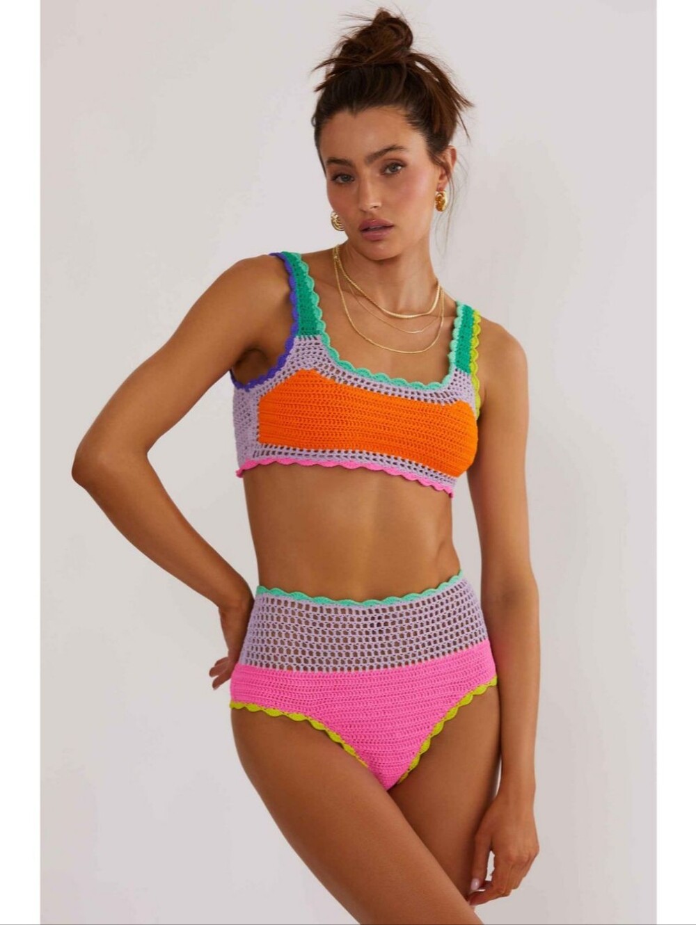 Beach Riot Andy Top & Karmen Bottom Bikini Technicolor Rays Sea Breeze Crochet